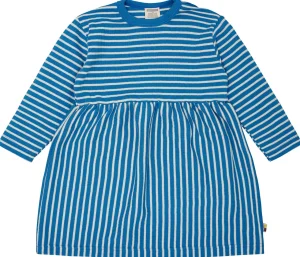 loud + proud Kleid langarm gestreift mit Rippe Azur Clearance