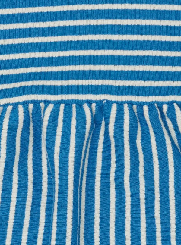loud + proud Kleid langarm gestreift mit Rippe Azur Clearance