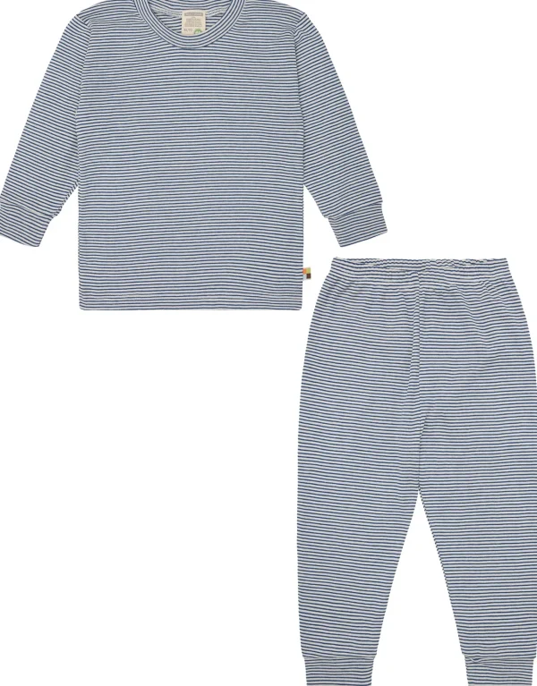 loud + proud Schlafanzug Streifen aus Feinripp Ultramarine Hot