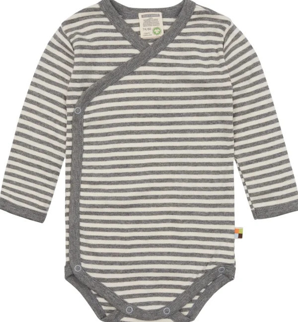 loud + proud Wickelbody langarm gestreift mit Rippe Grey New