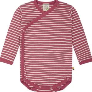 loud + proud Wickelbody langarm gestreift mit Rippe Rouge Sale