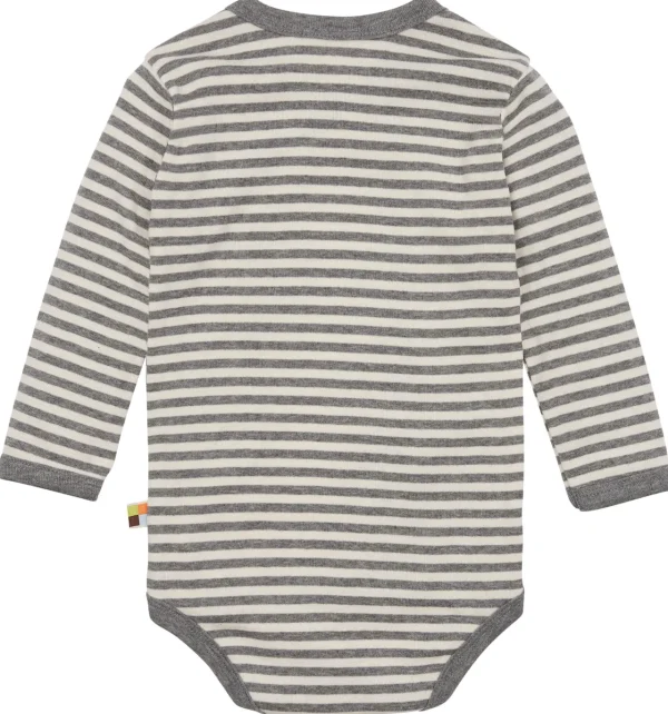 loud + proud Wickelbody langarm gestreift mit Rippe Grey New