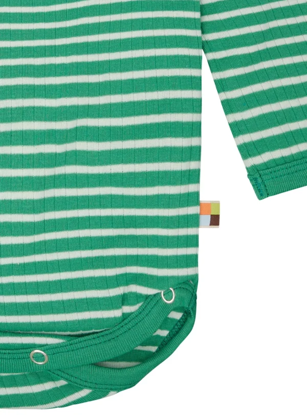 loud + proud Wickelbody langarm gestreift mit Rippe Plant Fashion