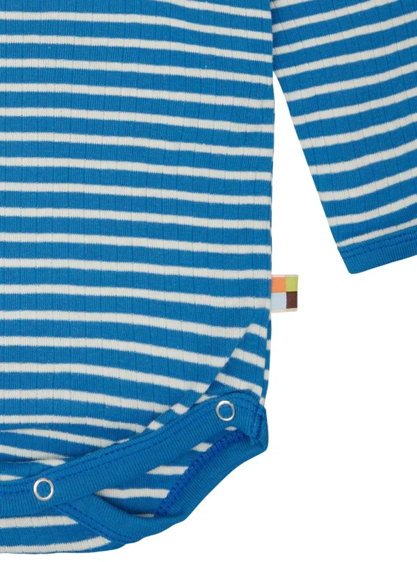 loud + proud Wickelbody langarm gestreift mit Rippe Azur Sale