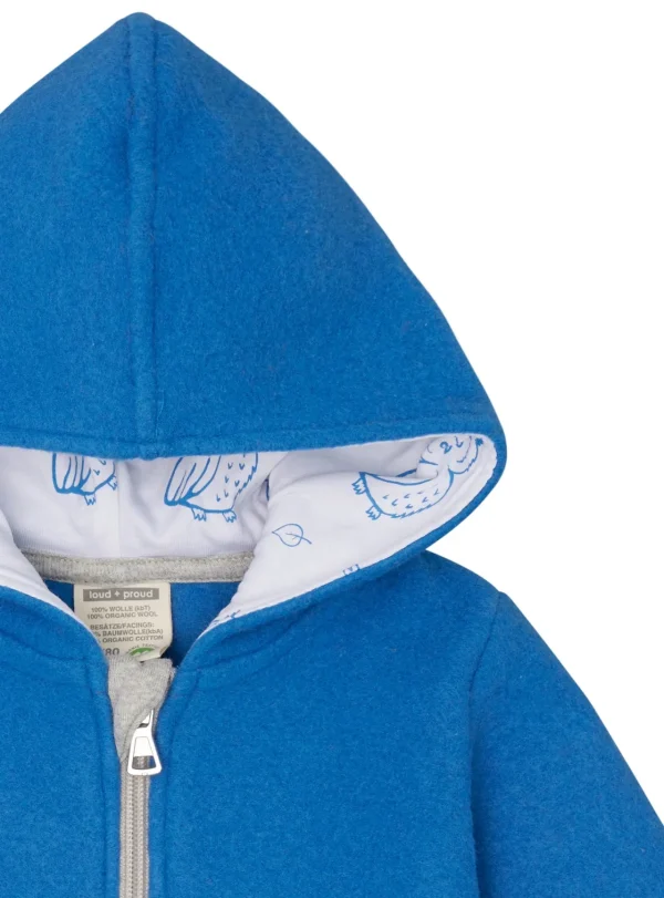 loud + proud Wollfleece-Jacke mit Kapuze Azur Clearance
