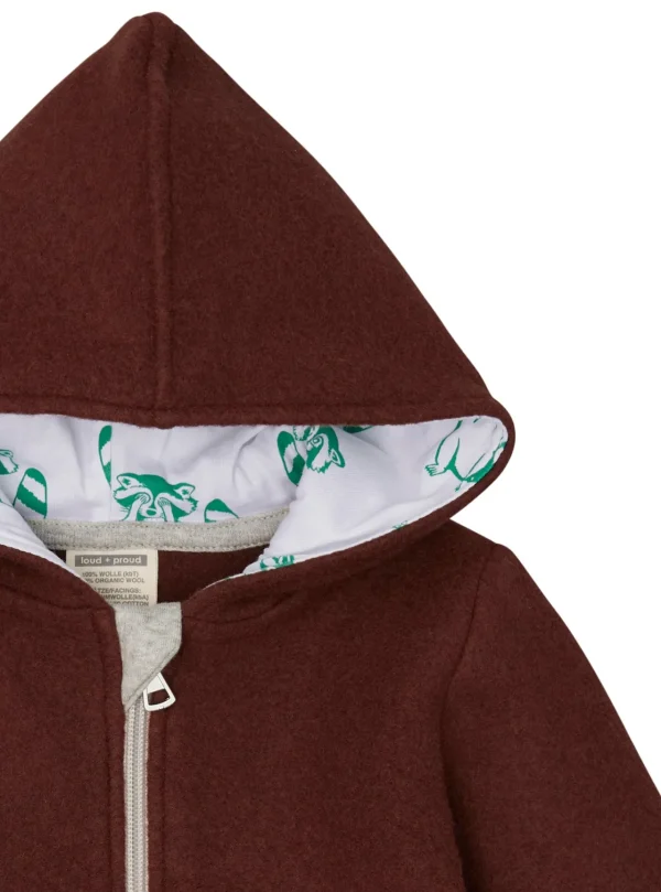 loud + proud Wollfleece-Jacke mit Kapuze Wood Discount